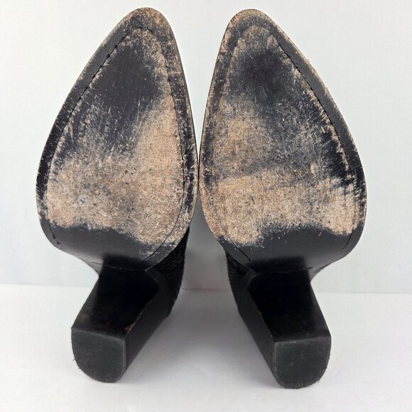 Lucchese Alma Exotic Black Python Vamp Leather Ankle Booties 9.5M - Picture 7 of 13